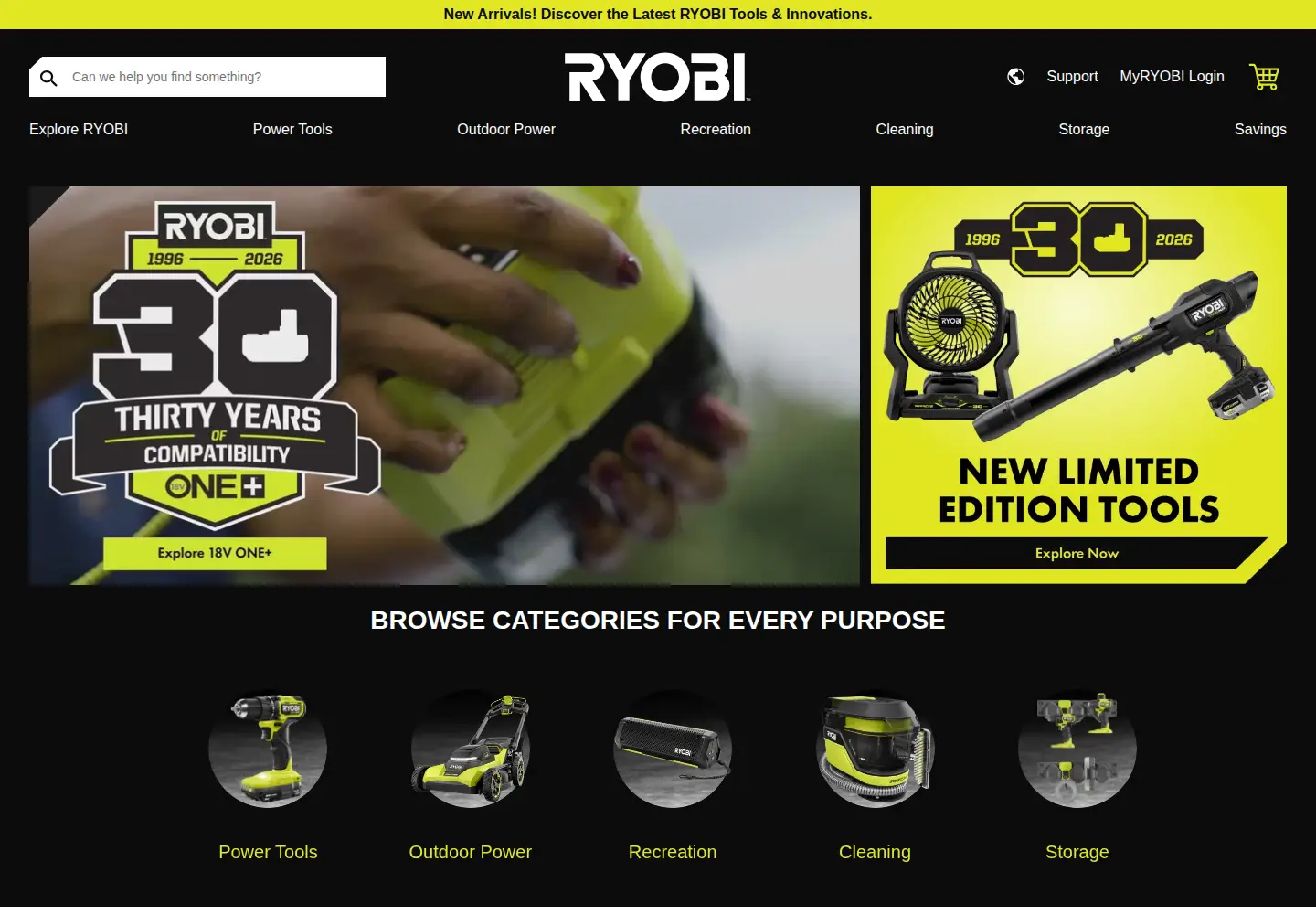 Screenshot of ryobitools.com