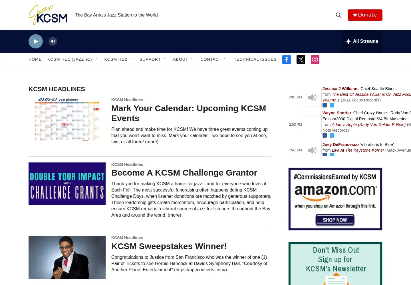 Captured homepage of kcsm.org in the current scan