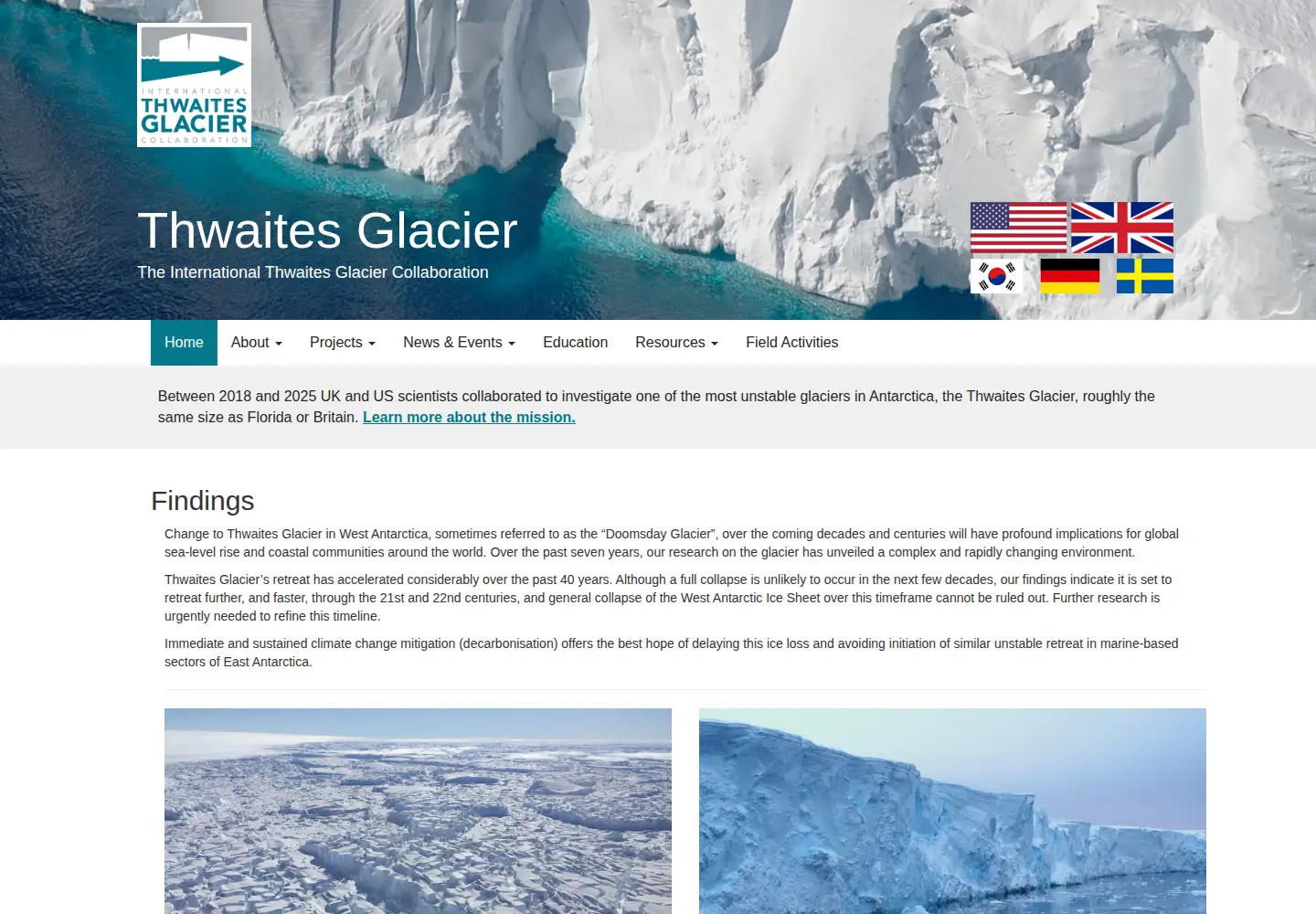 Screenshot of thwaitesglacier.org