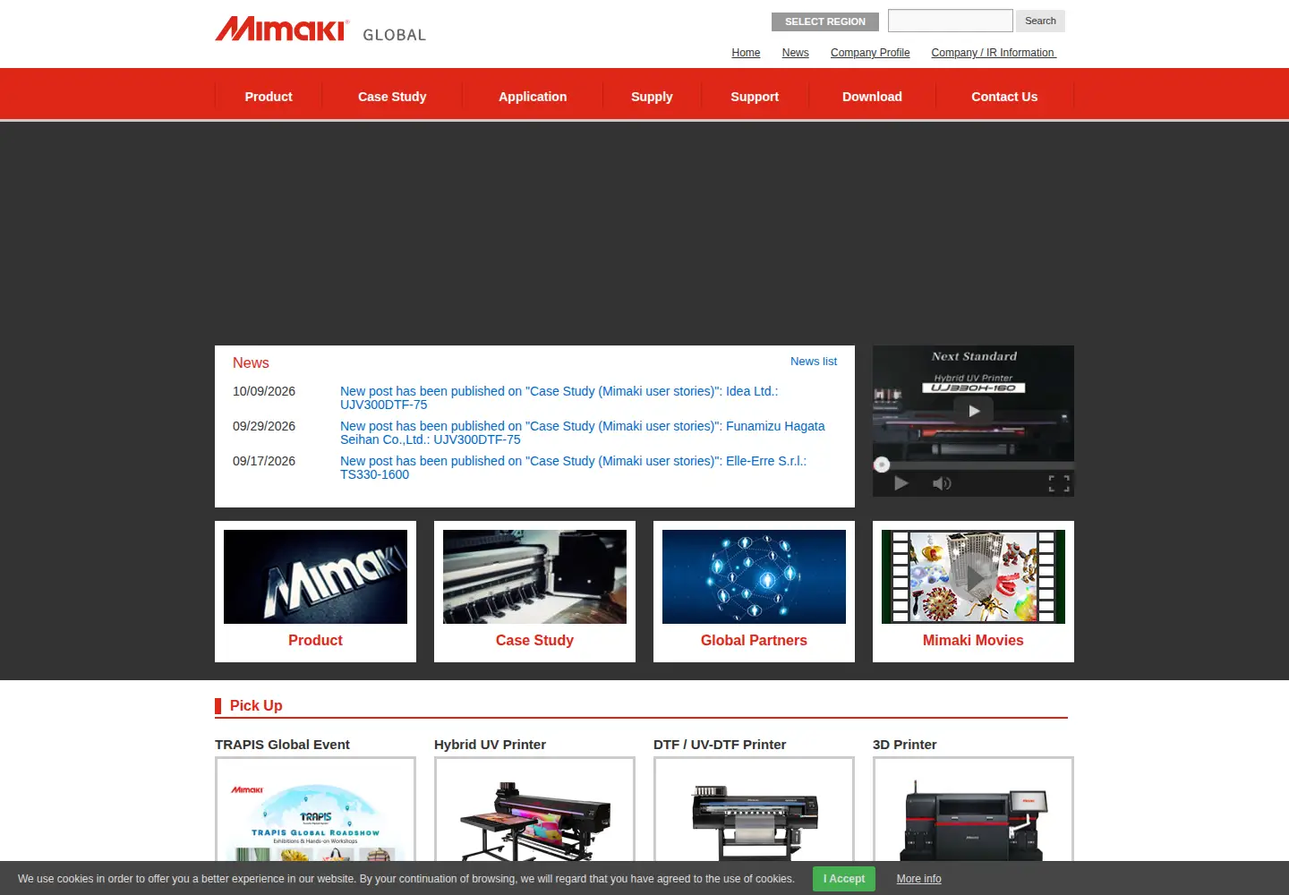 Screenshot of mimaki.com