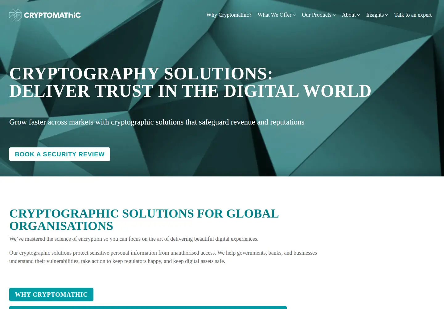 Captured homepage of cryptomathic.com in the current scan