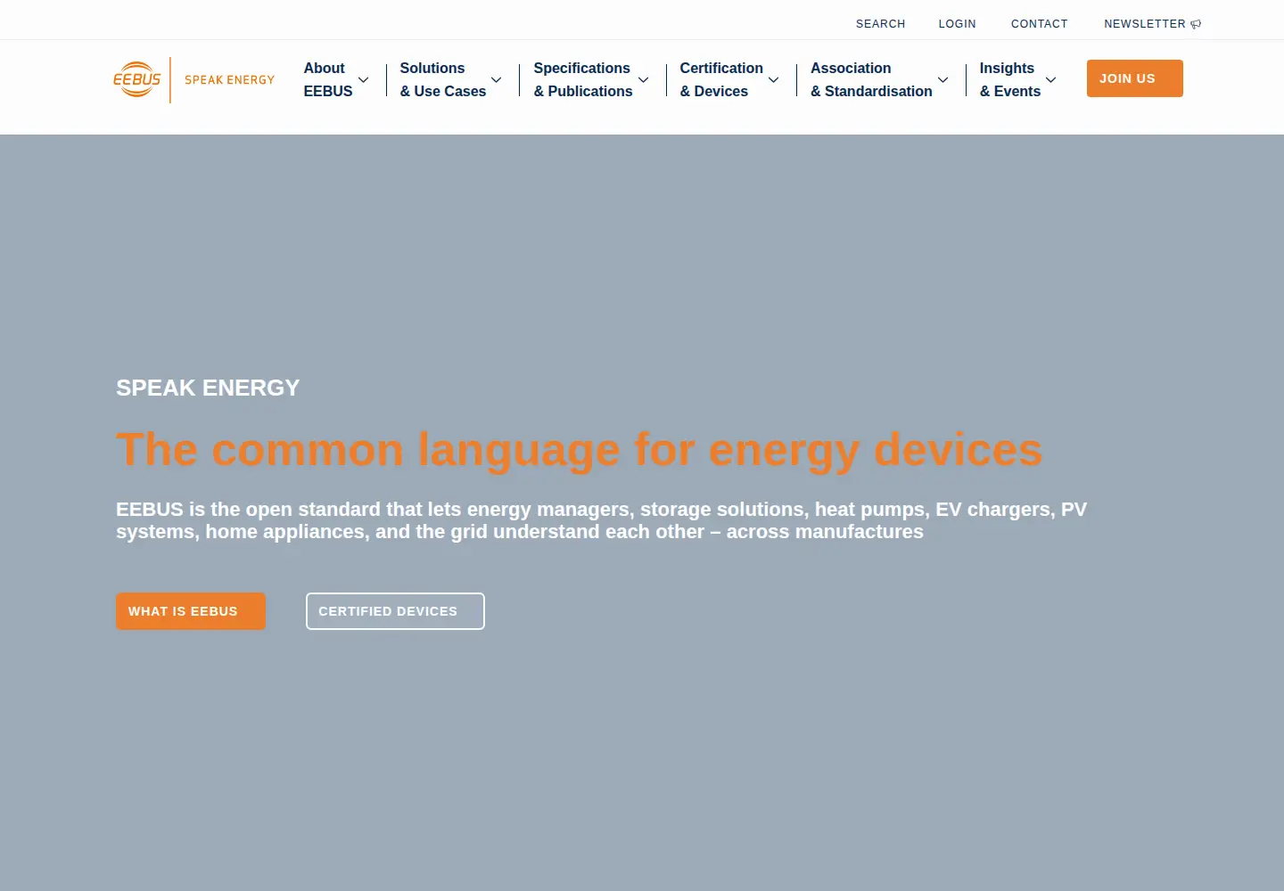 Captured homepage of eebus.org in the current scan