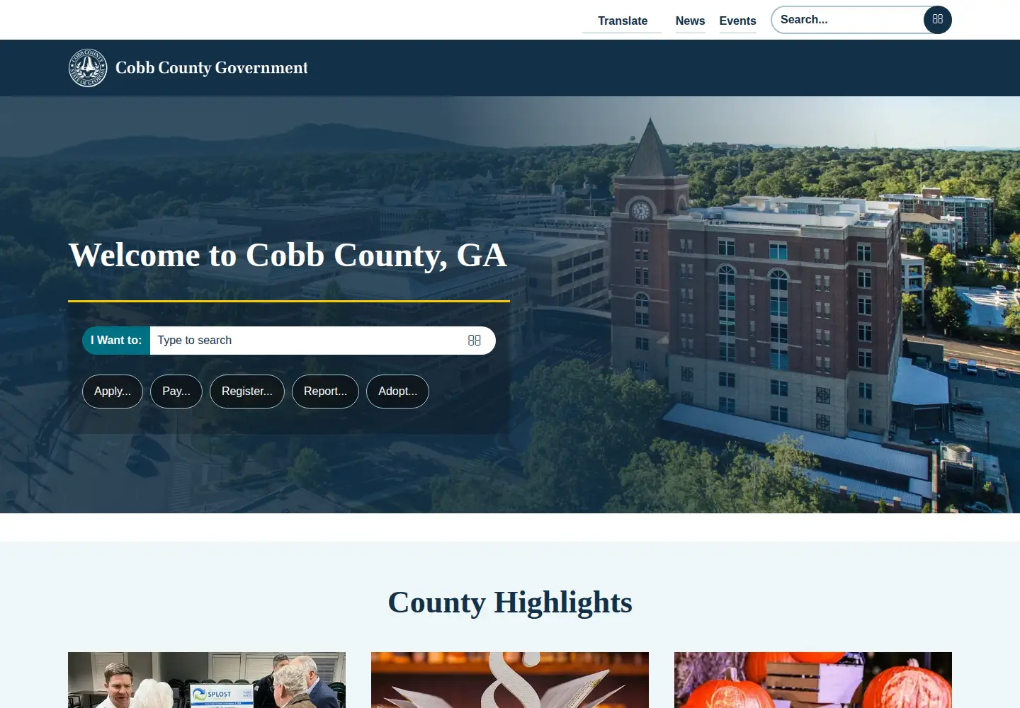 Screenshot of cobbcounty.org