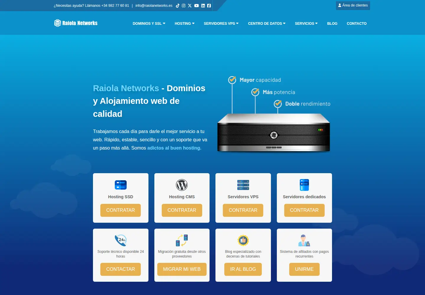 Captured homepage of raiolanetworks.es in the current scan