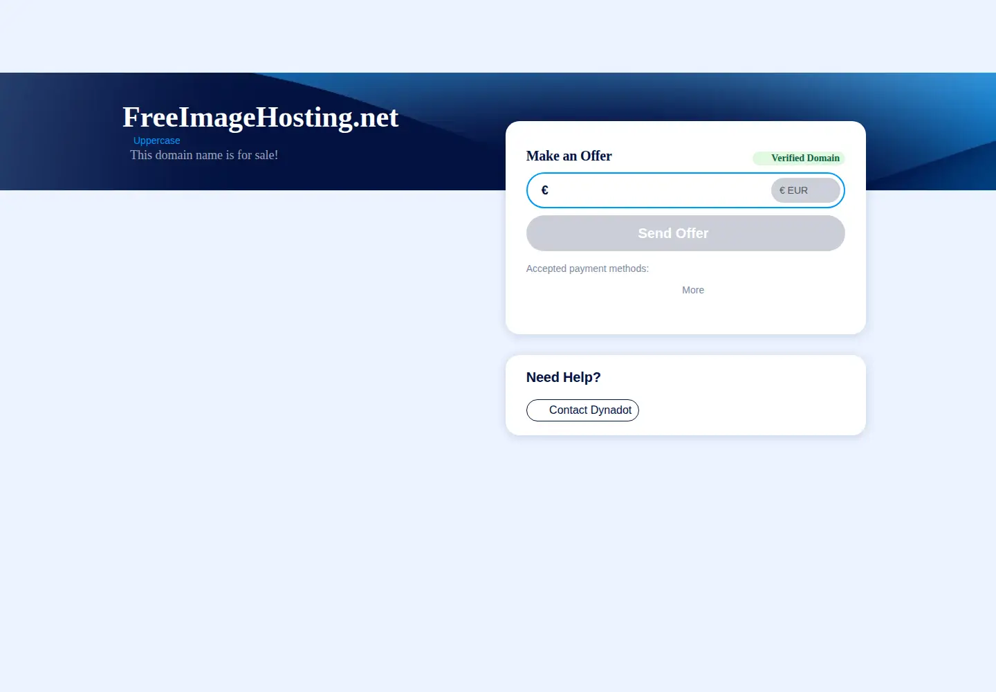 Captured homepage of freeimagehosting.net in the current scan