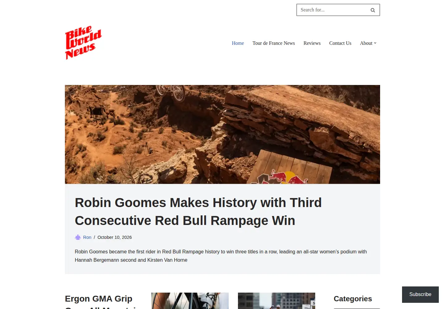 Screenshot of bikeworldnews.com