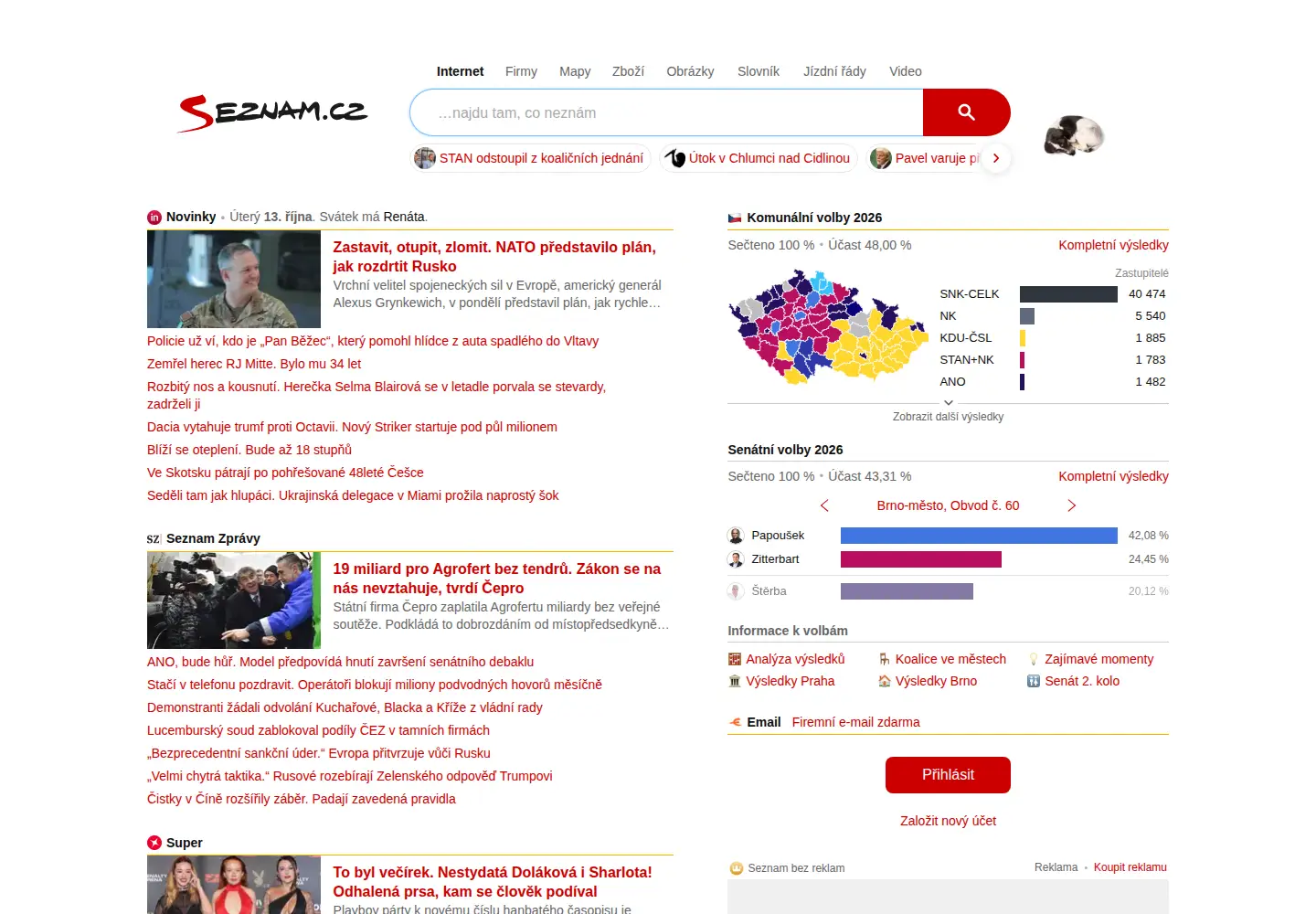 Screenshot of sweb.cz