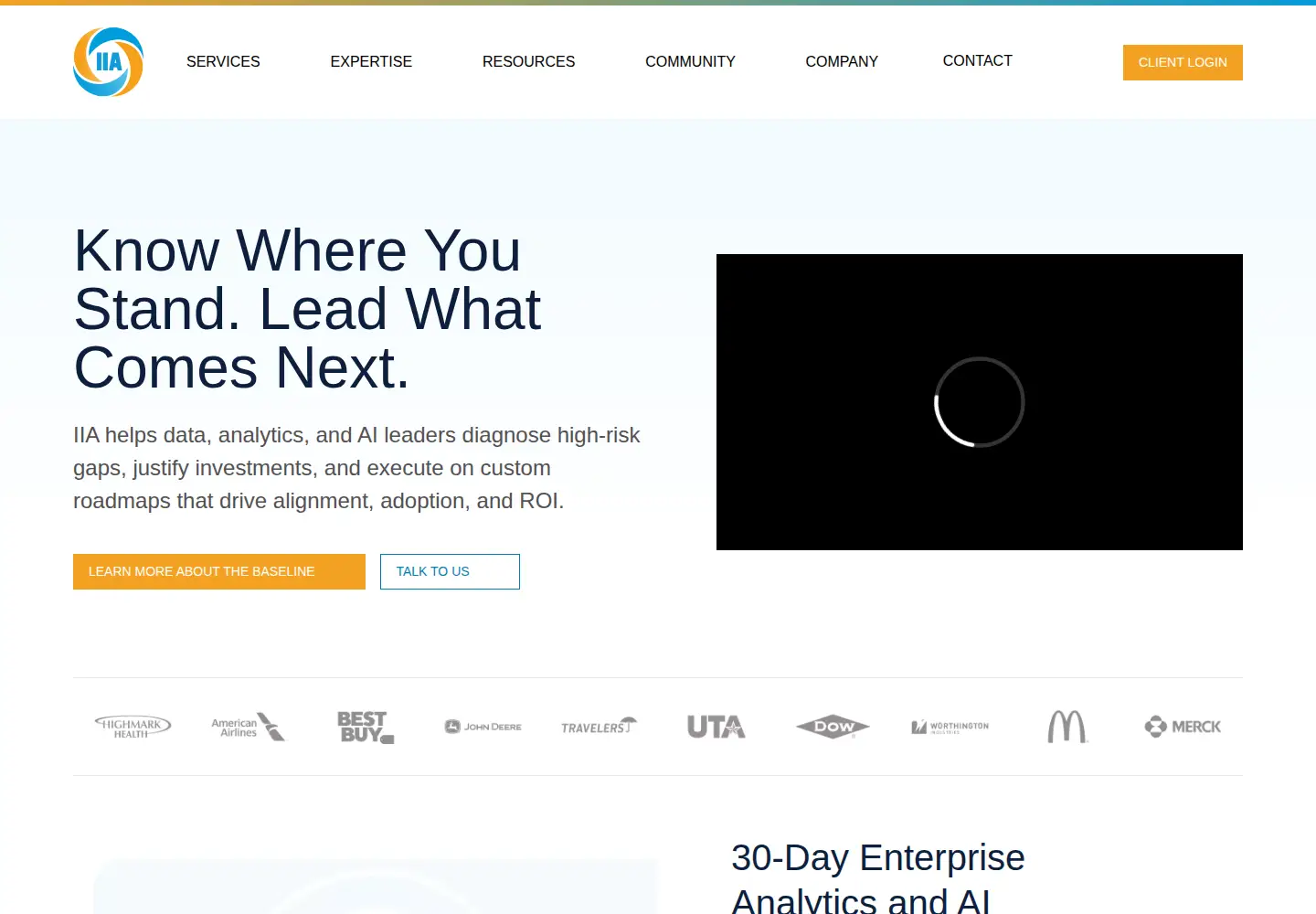 Captured homepage of iianalytics.com in the current scan