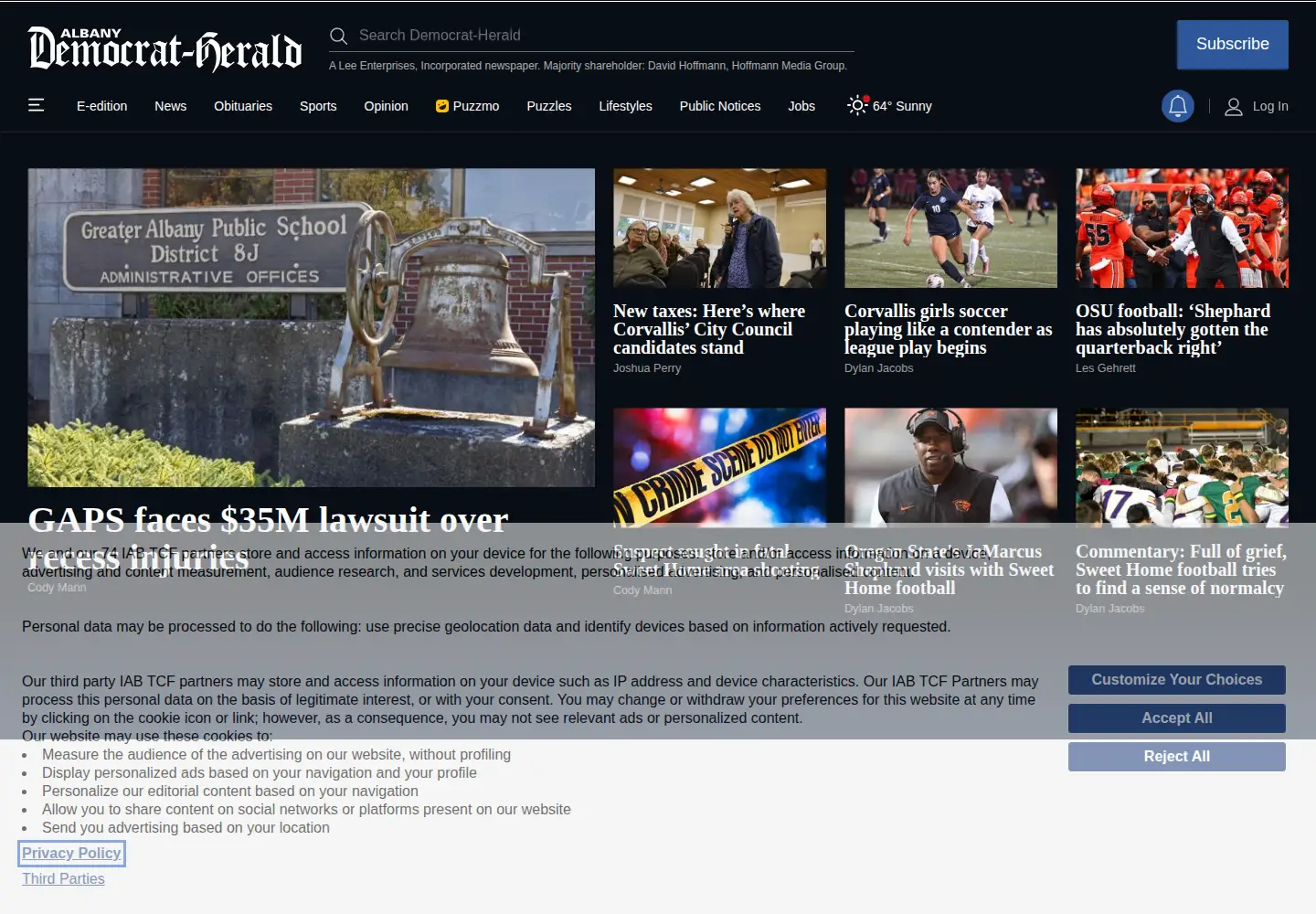 Screenshot of democratherald.com