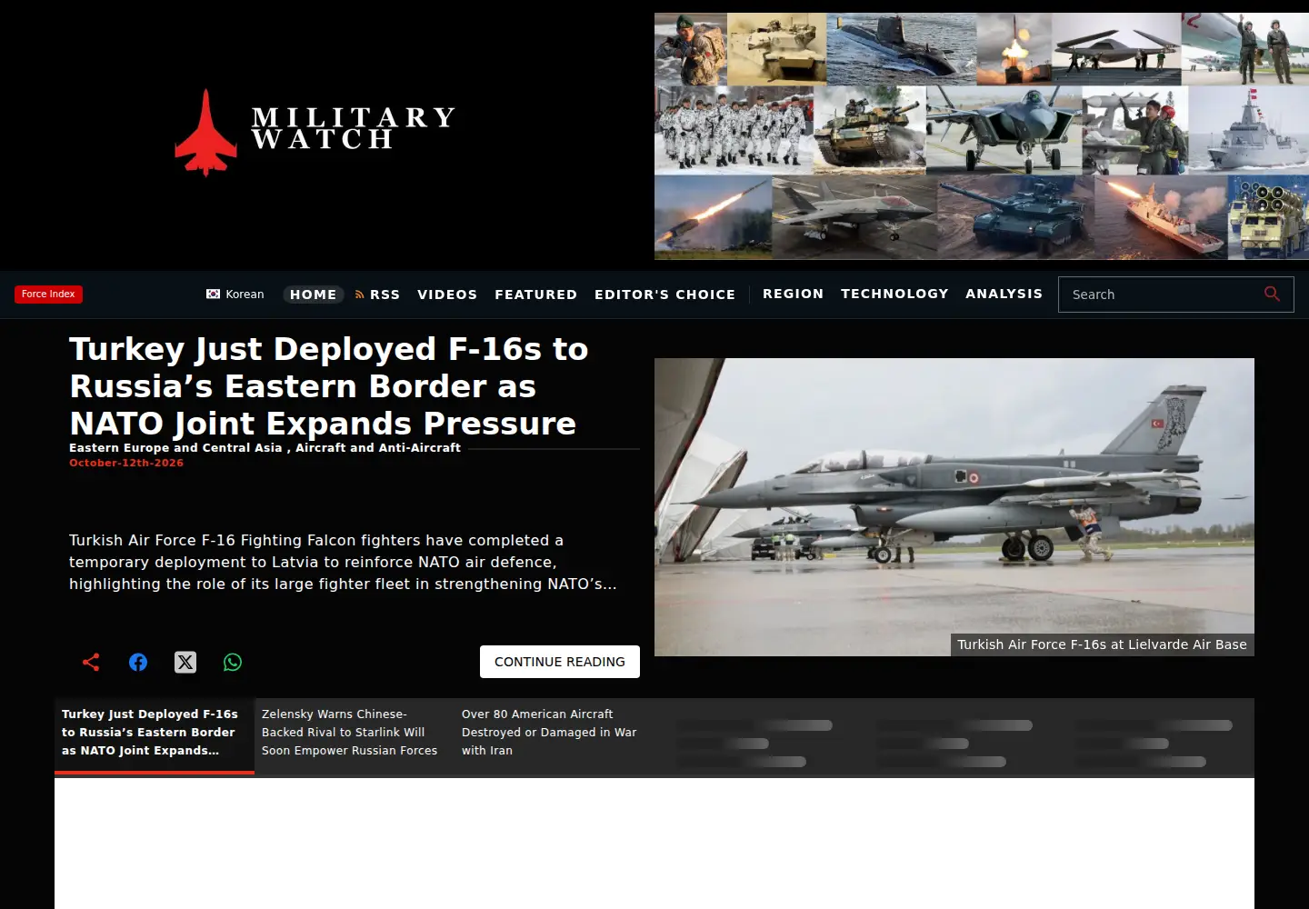 Screenshot of militarywatchmagazine.com