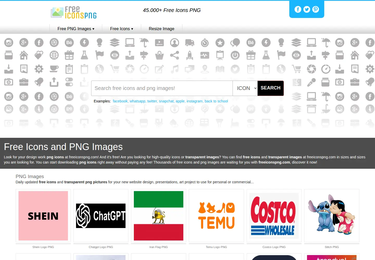 Screenshot of freeiconspng.com
