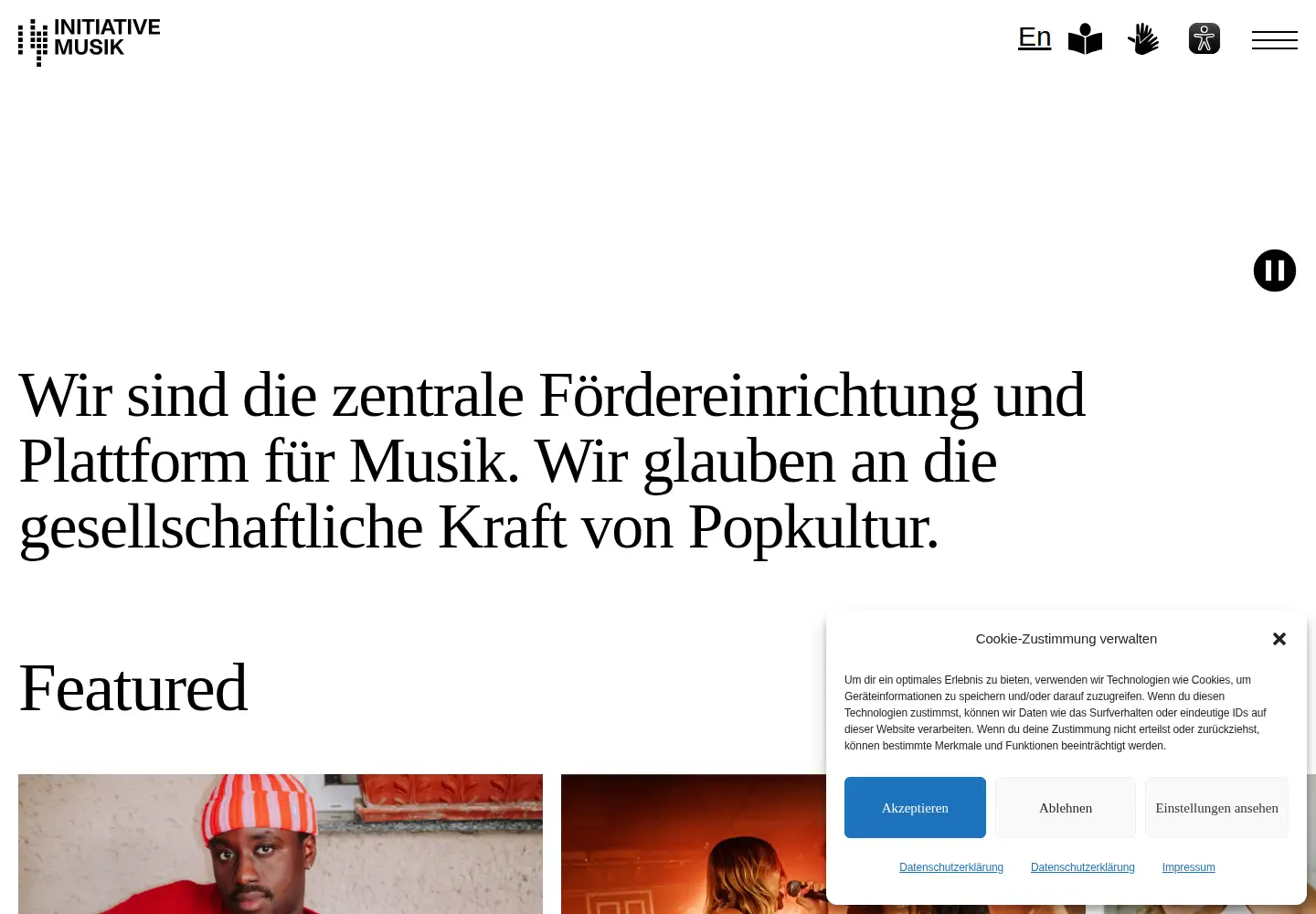 Captured homepage of initiative-musik.de in the current scan
