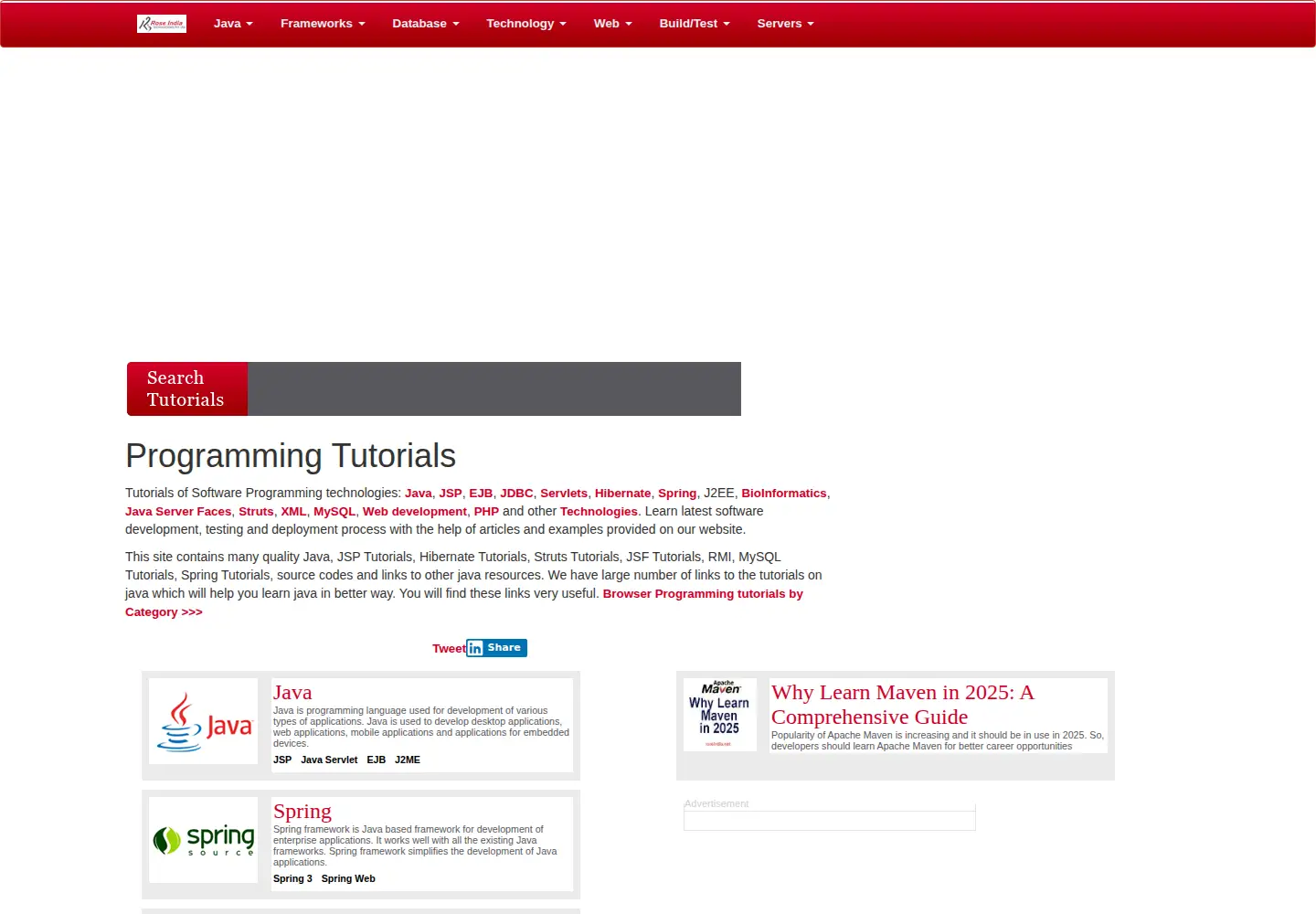 Screenshot of roseindia.net