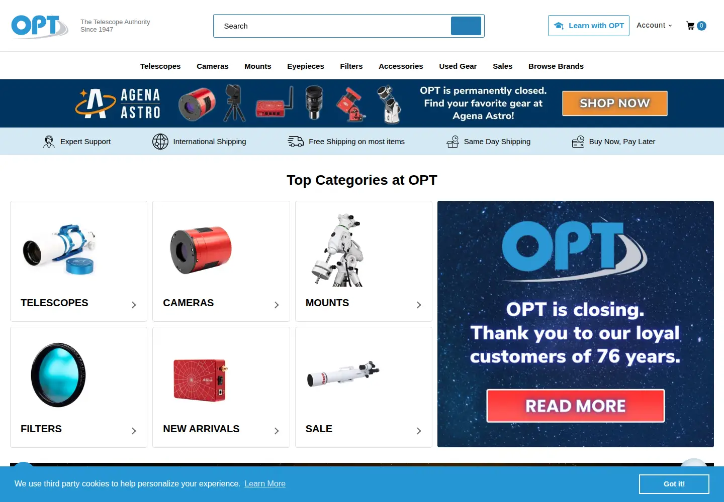 Captured homepage of optcorp.com in the current scan