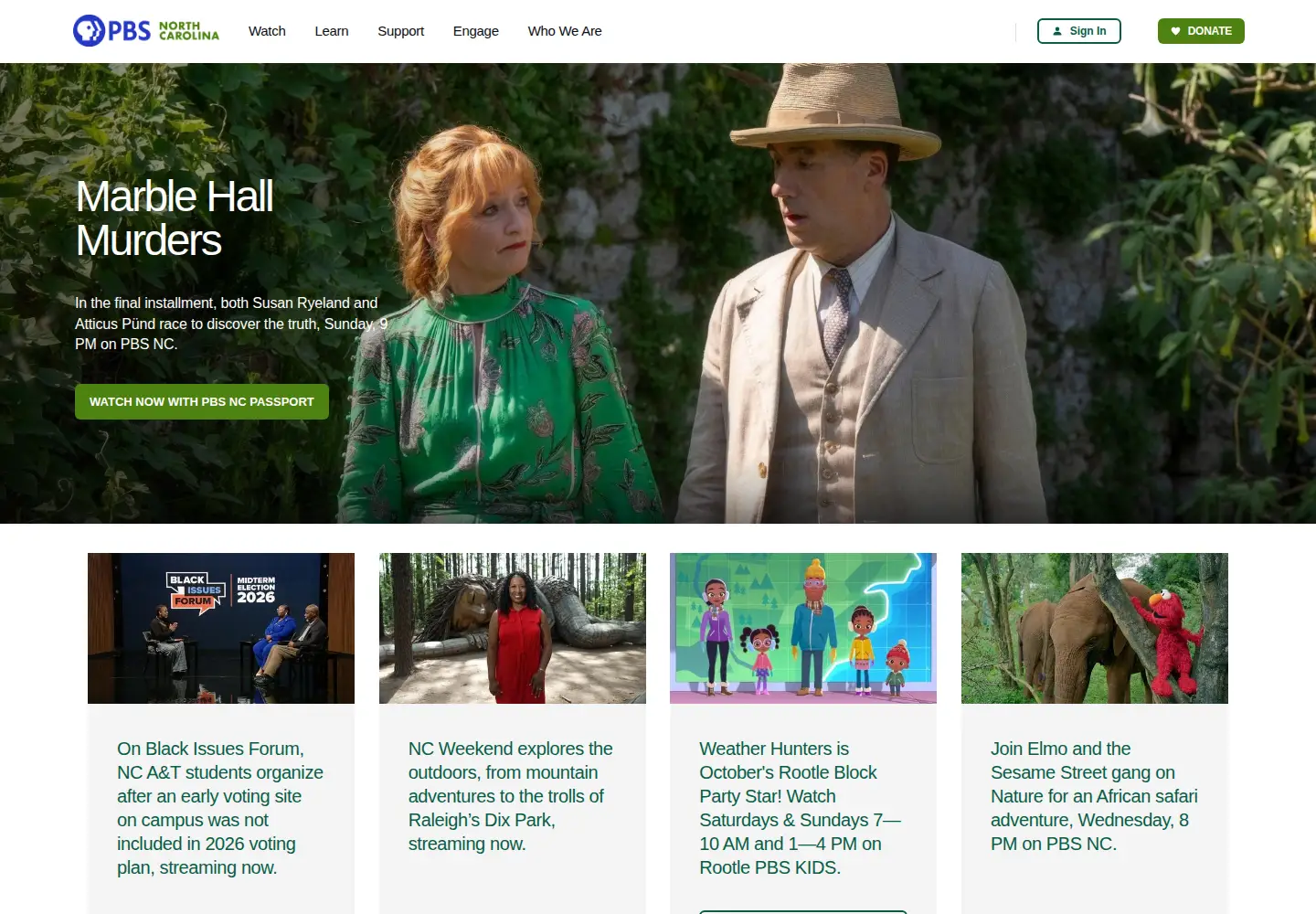 Captured homepage of pbsnc.org in the current scan