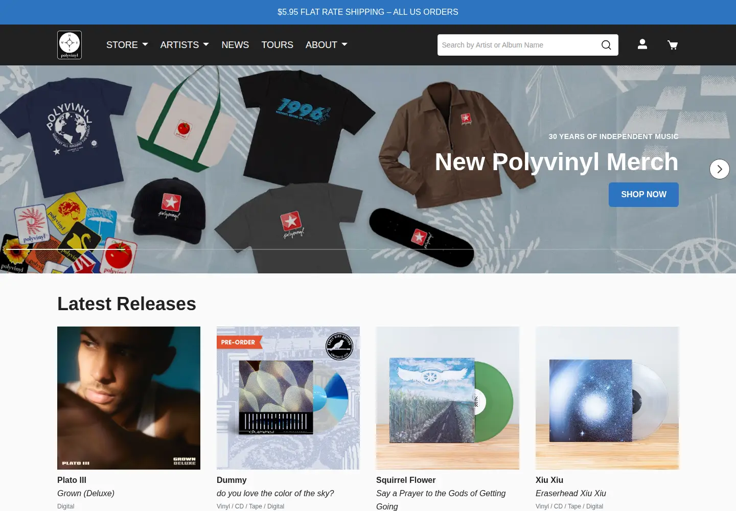 Screenshot of polyvinylrecords.com