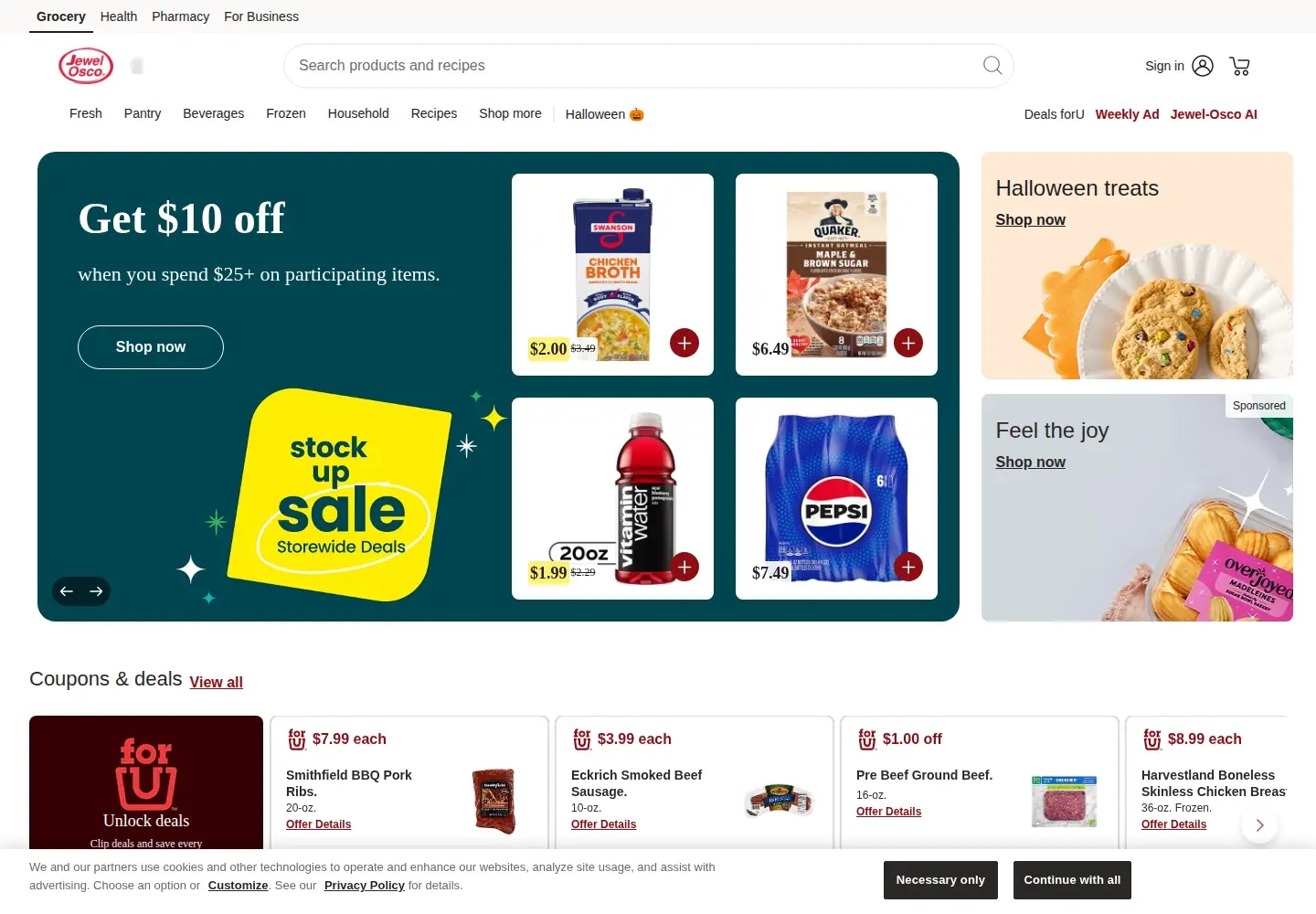 Captured homepage of jewelosco.com in the current scan