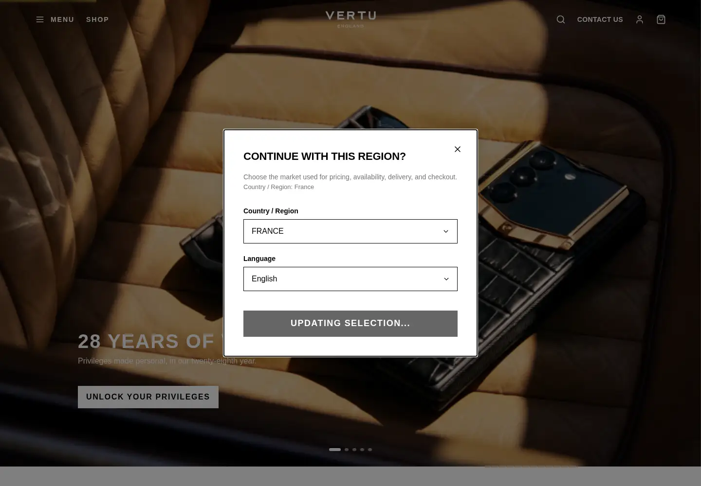 Screenshot of vertu.com