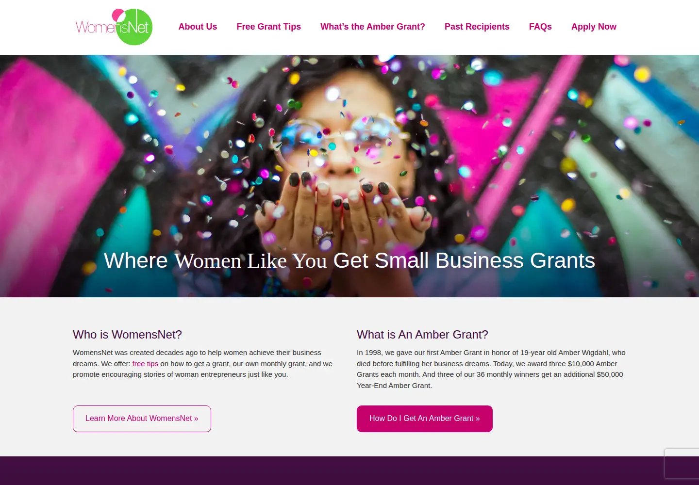 Screenshot of ambergrantsforwomen.com