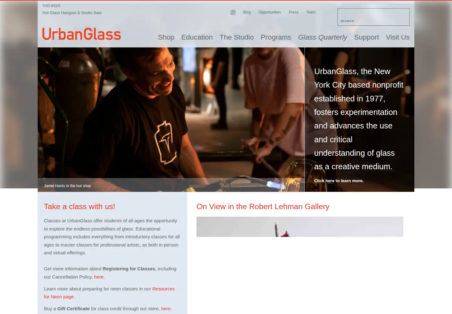 Screenshot of urbanglass.org