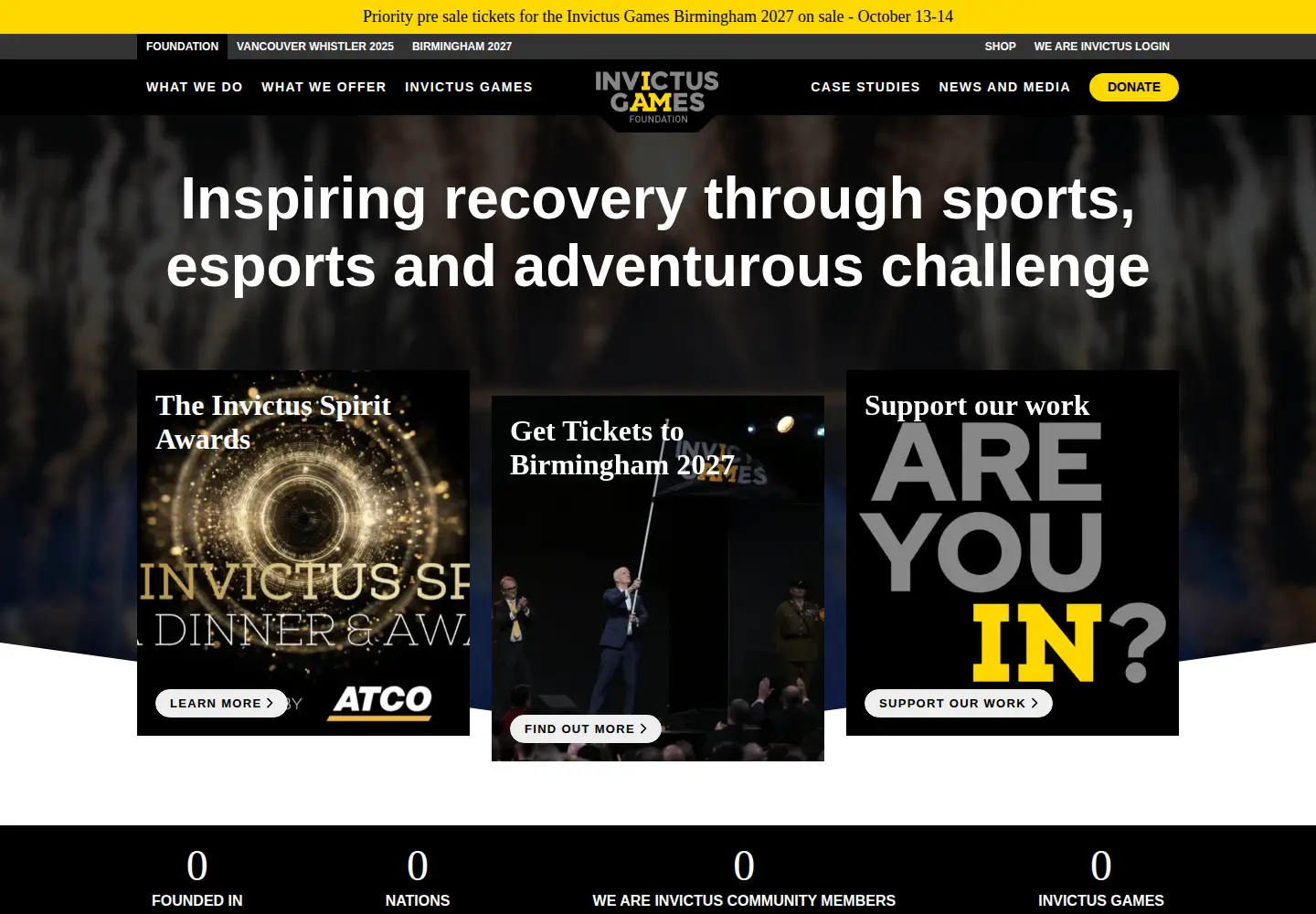 Captured homepage of invictusgamesfoundation.org in the current scan