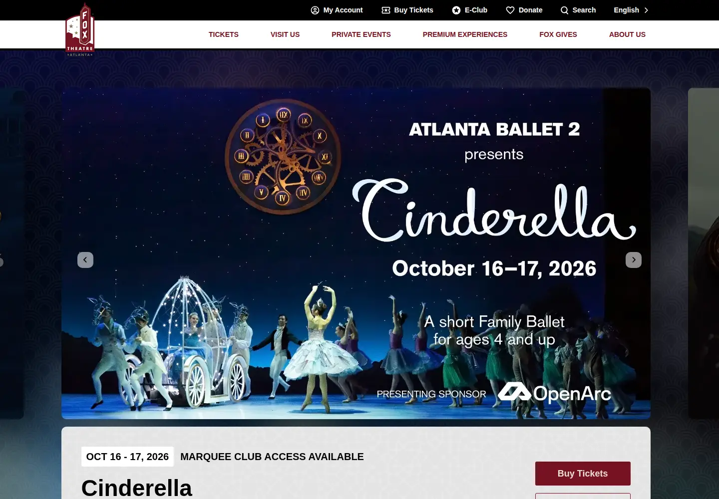 Screenshot of foxtheatre.org