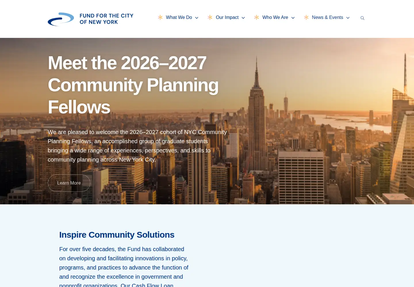 Captured homepage of fcny.org in the current scan