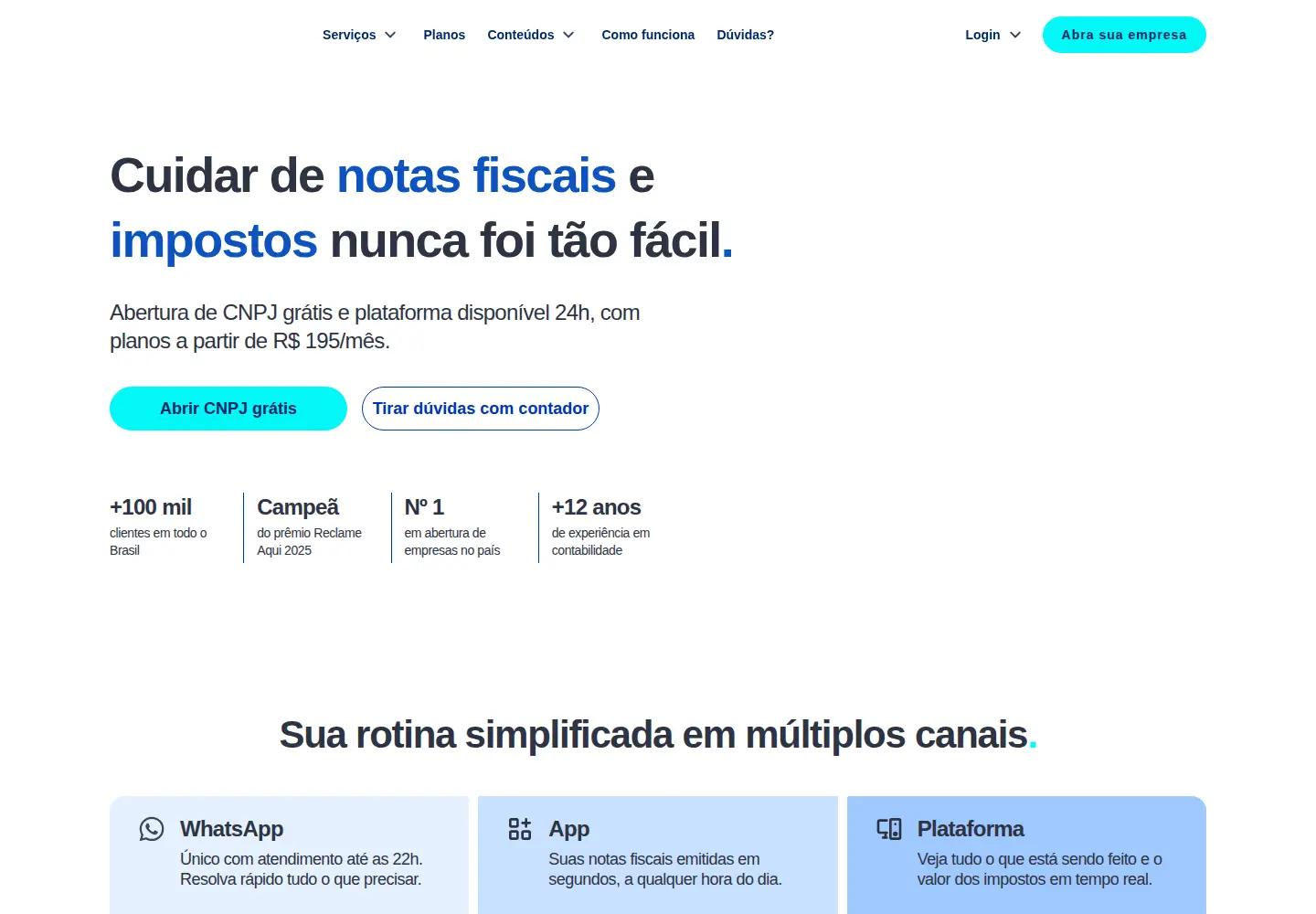 Screenshot of contabilizei.com.br
