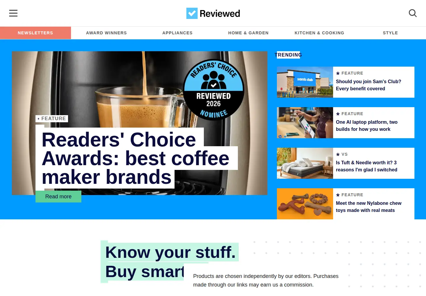 Captured homepage of reviewed.com in the current scan