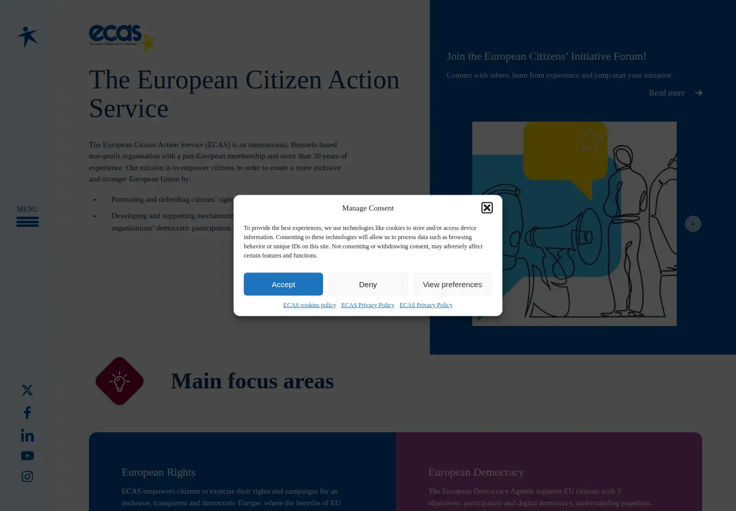 Screenshot of ecas.org