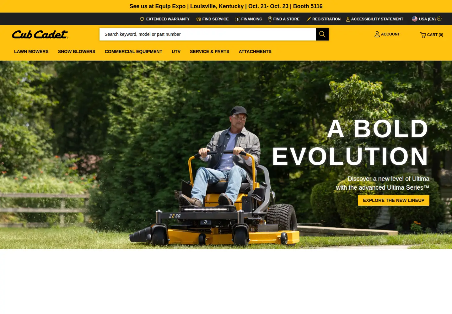 Captured homepage of cubcadet.com in the current scan
