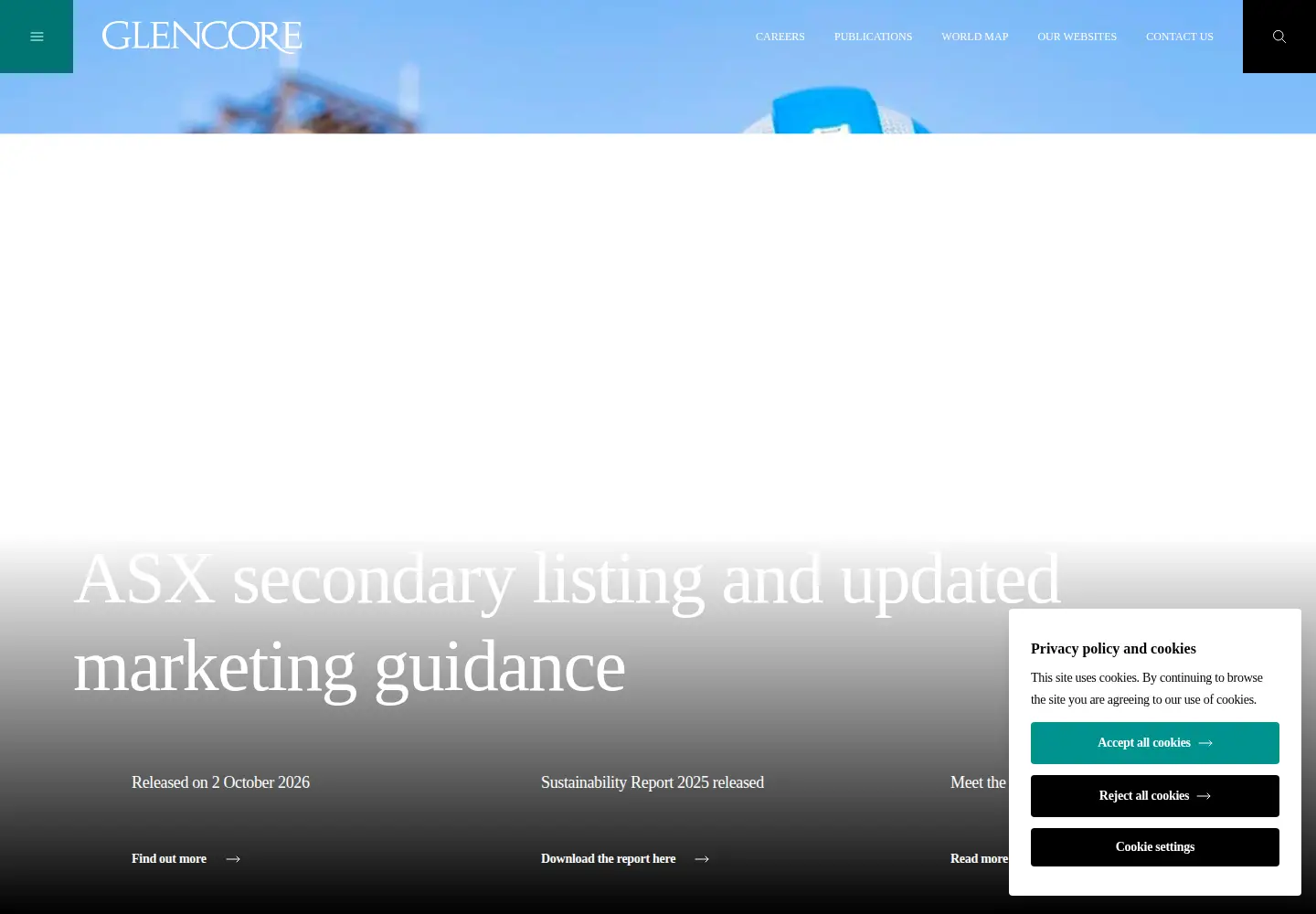 Screenshot of glencore.com