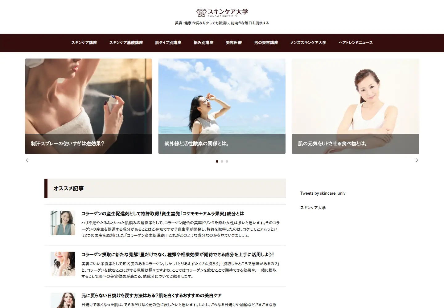 Captured homepage of skincare-univ.com in the current scan