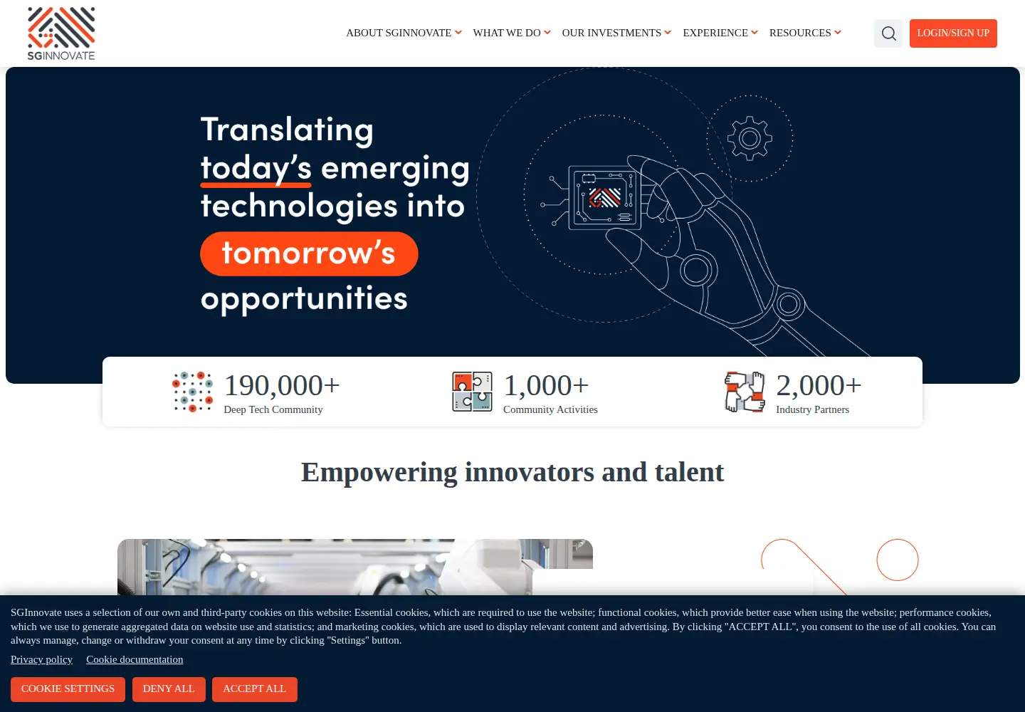 Screenshot of sginnovate.com