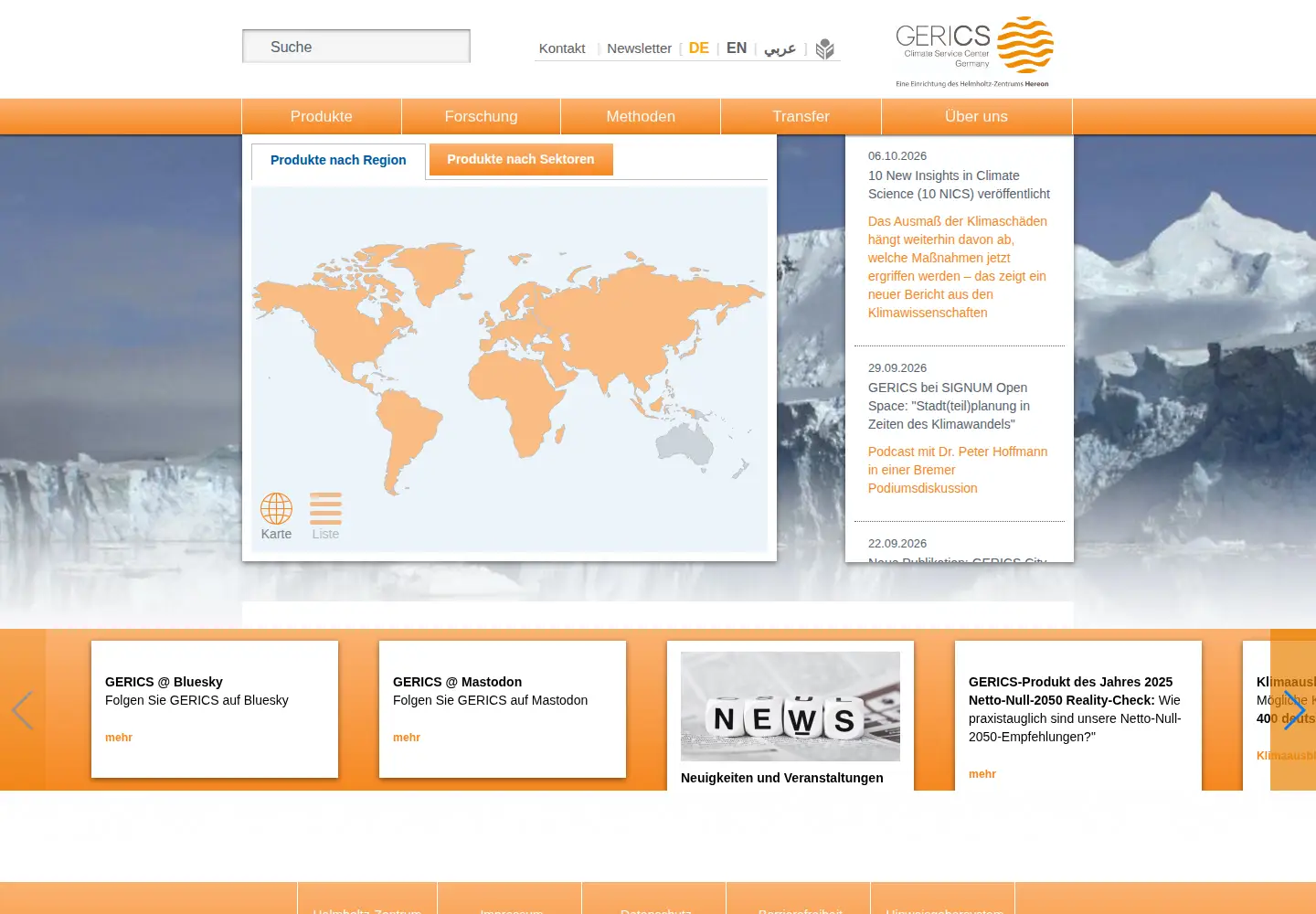 Captured homepage of climate-service-center.de in the current scan