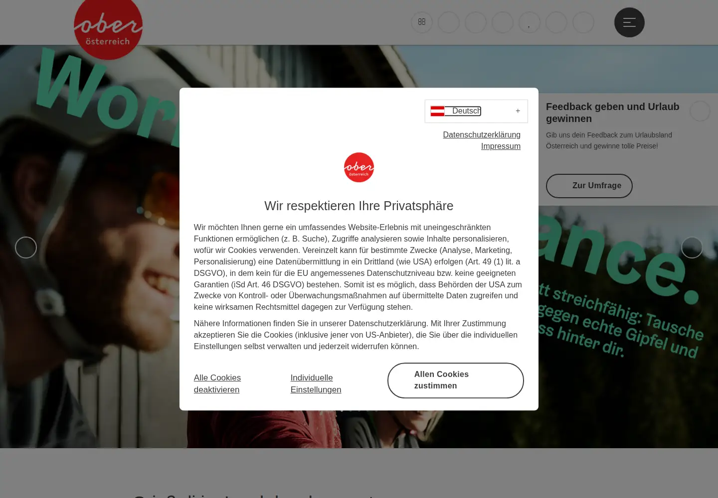 Screenshot of oberoesterreich.at