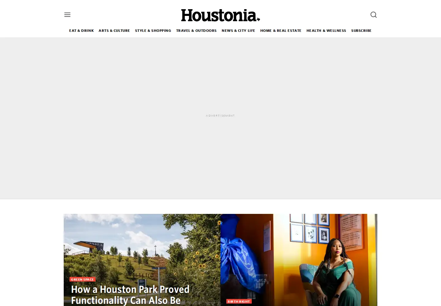 Captured homepage of houstoniamag.com in the current scan