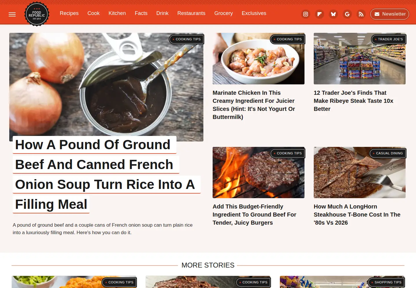 Captured homepage of foodrepublic.com in the current scan