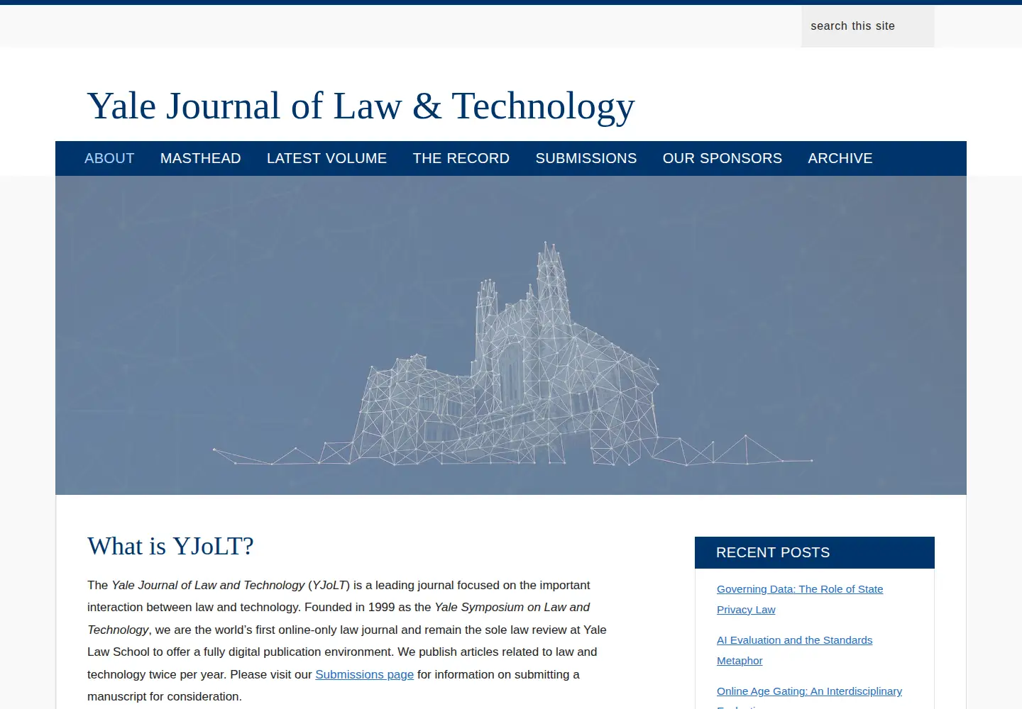 Screenshot of yjolt.org