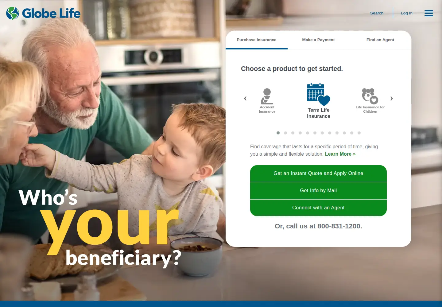Screenshot of globelifeinsurance.com