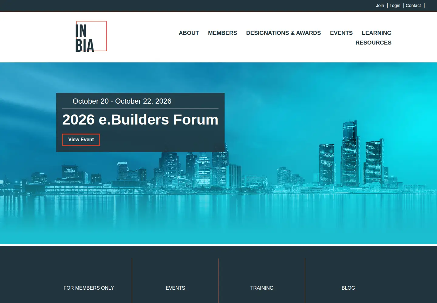 Captured homepage of inbia.org in the current scan