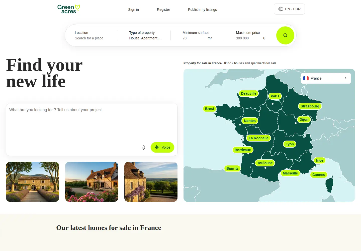 Screenshot of green-acres.com