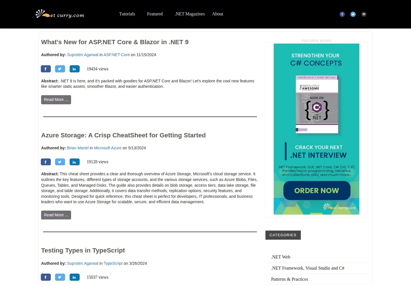 Screenshot of dotnetcurry.com