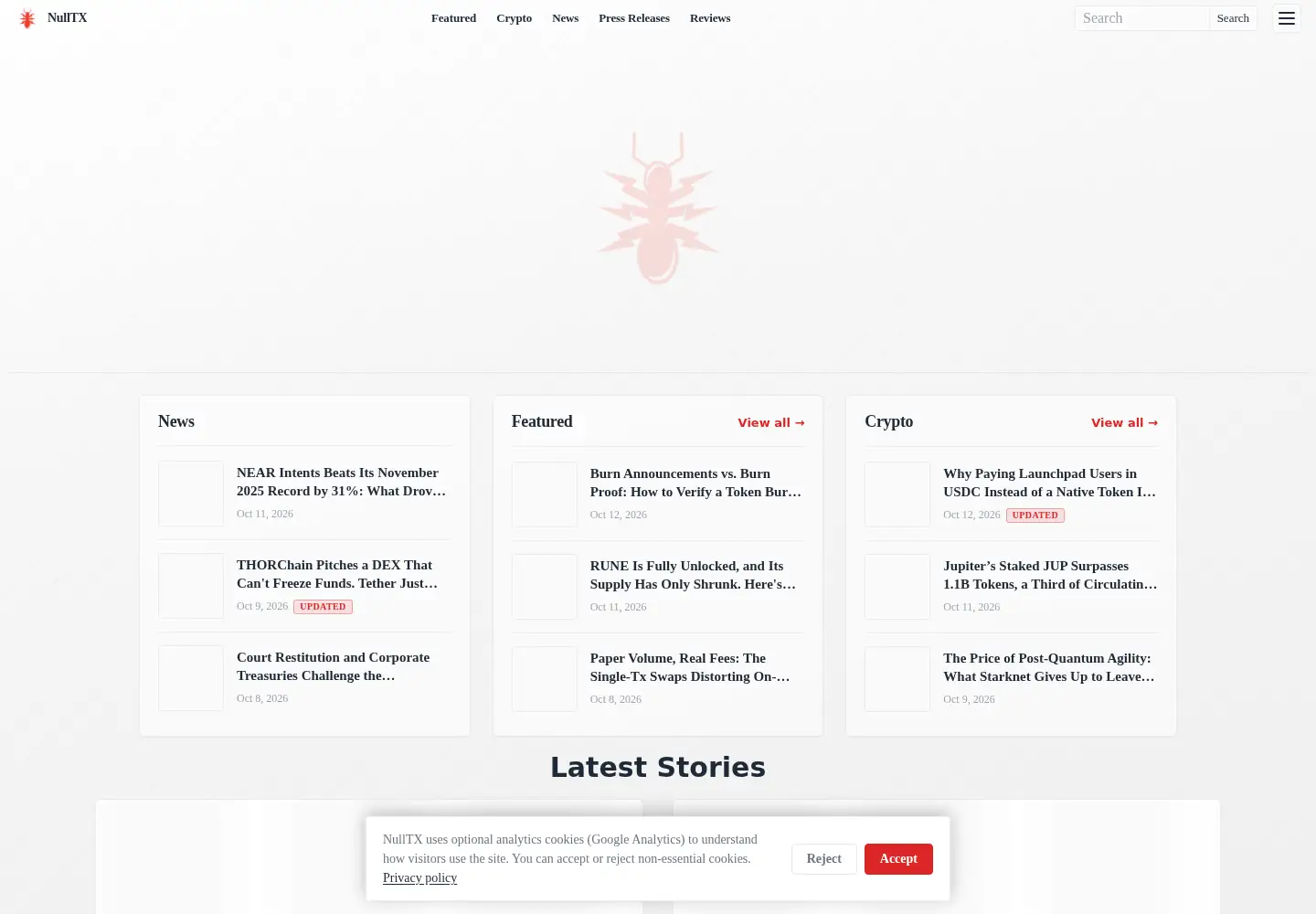 Captured homepage of nulltx.com in the current scan