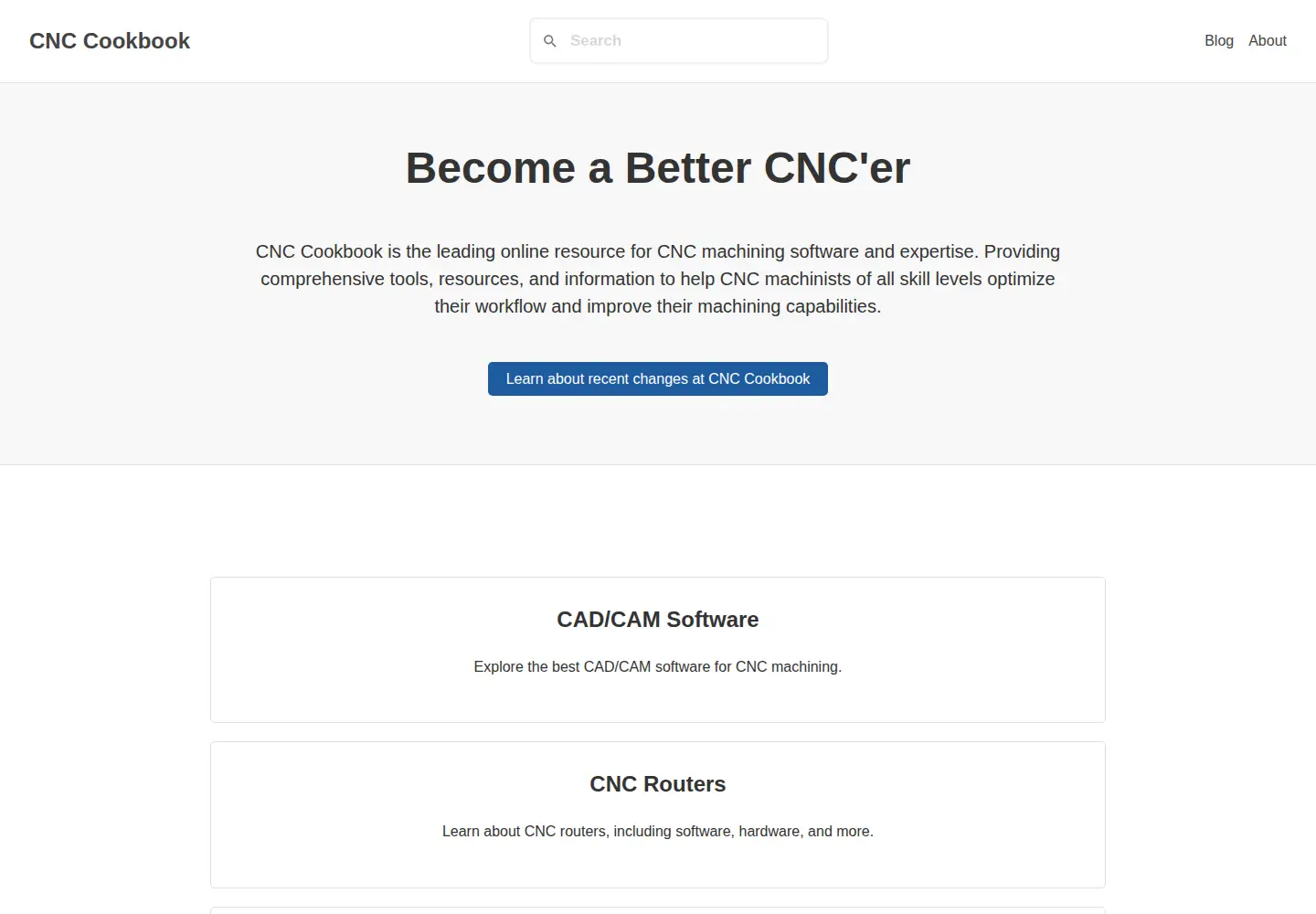 Screenshot of cnccookbook.com