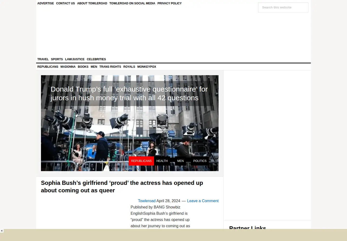 Screenshot of towleroad.com