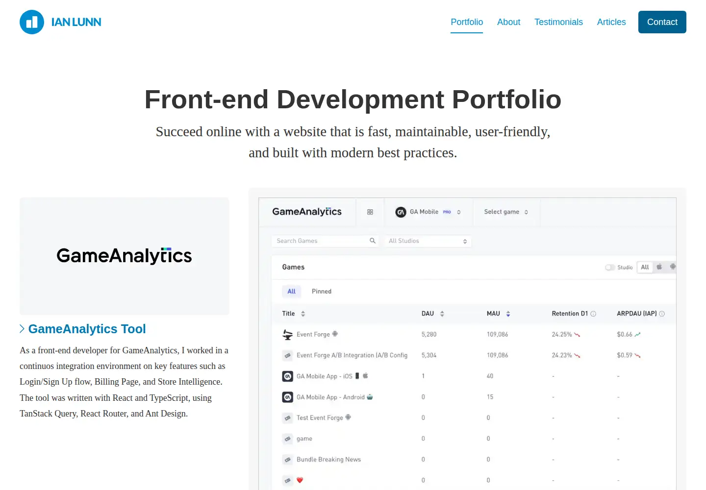 Screenshot of ianlunn.co.uk