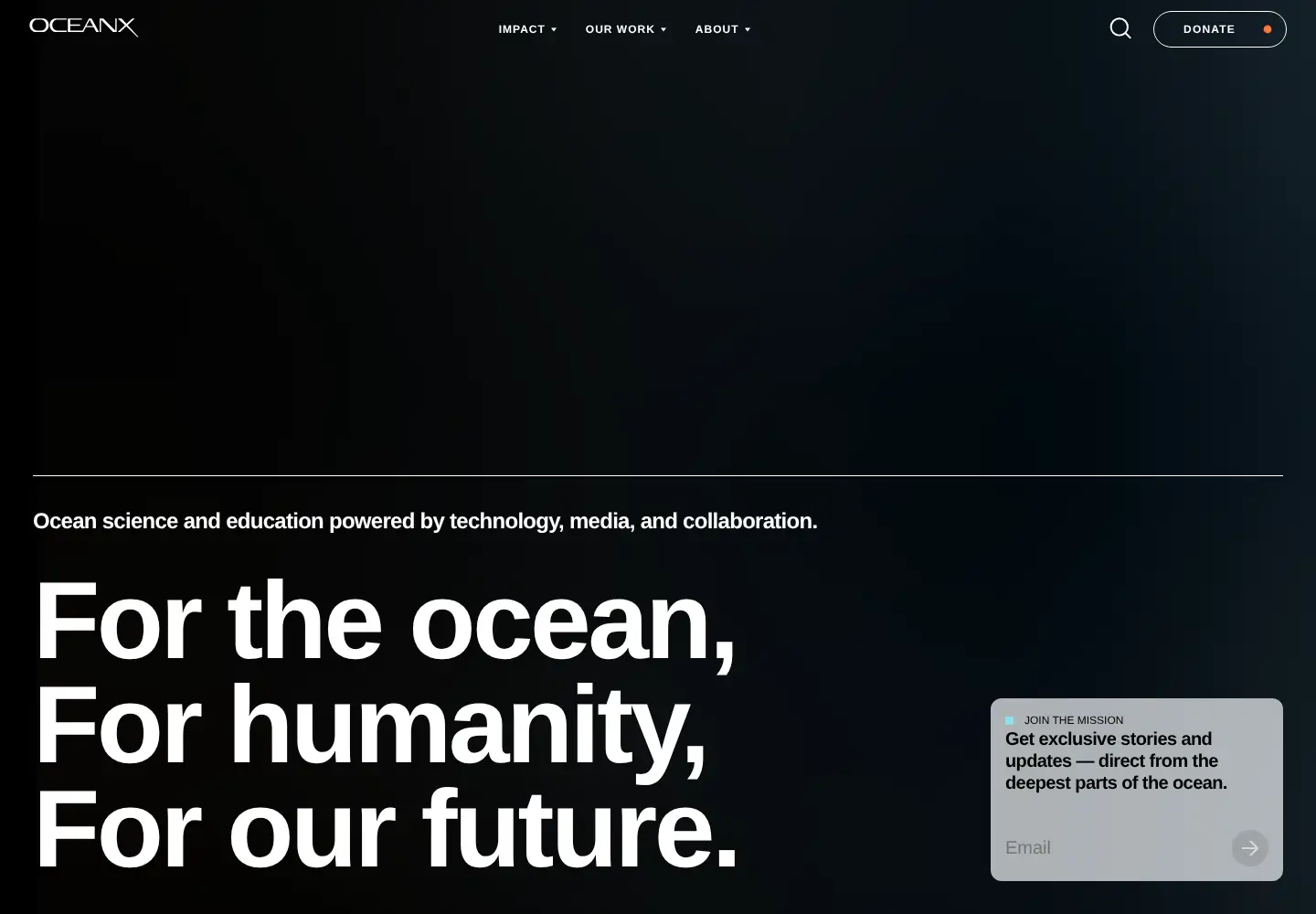 Captured homepage of oceanx.org in the current scan