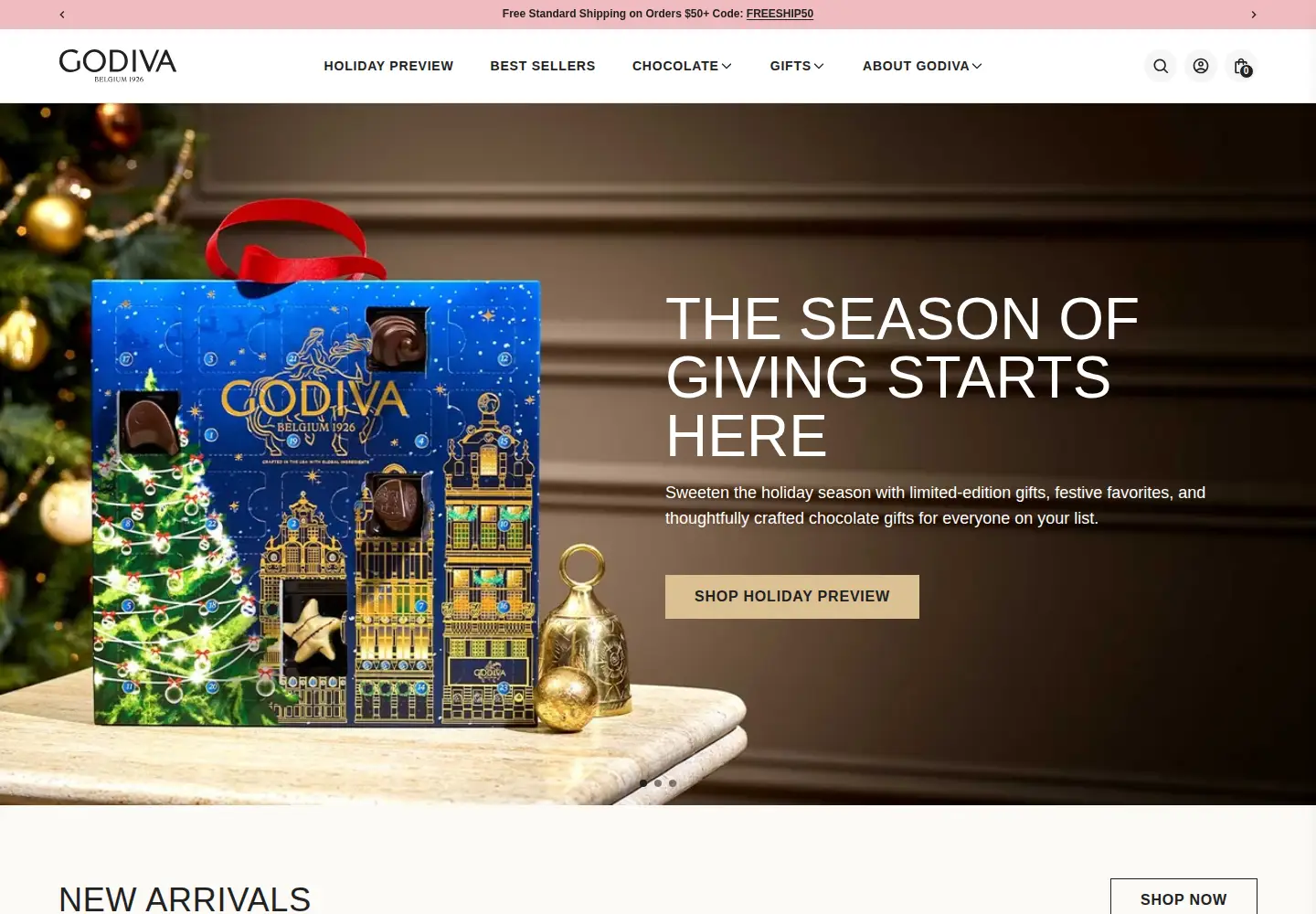 Screenshot of godiva.com