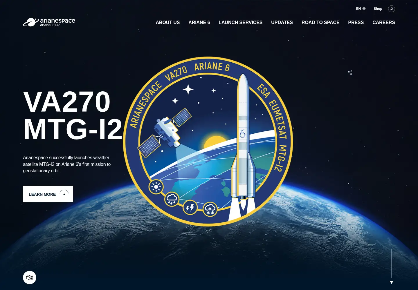 Screenshot of arianespace.com